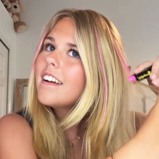 Pink Sparkle Funlights® Hairlights™ Color Stick with Gold Sparkle