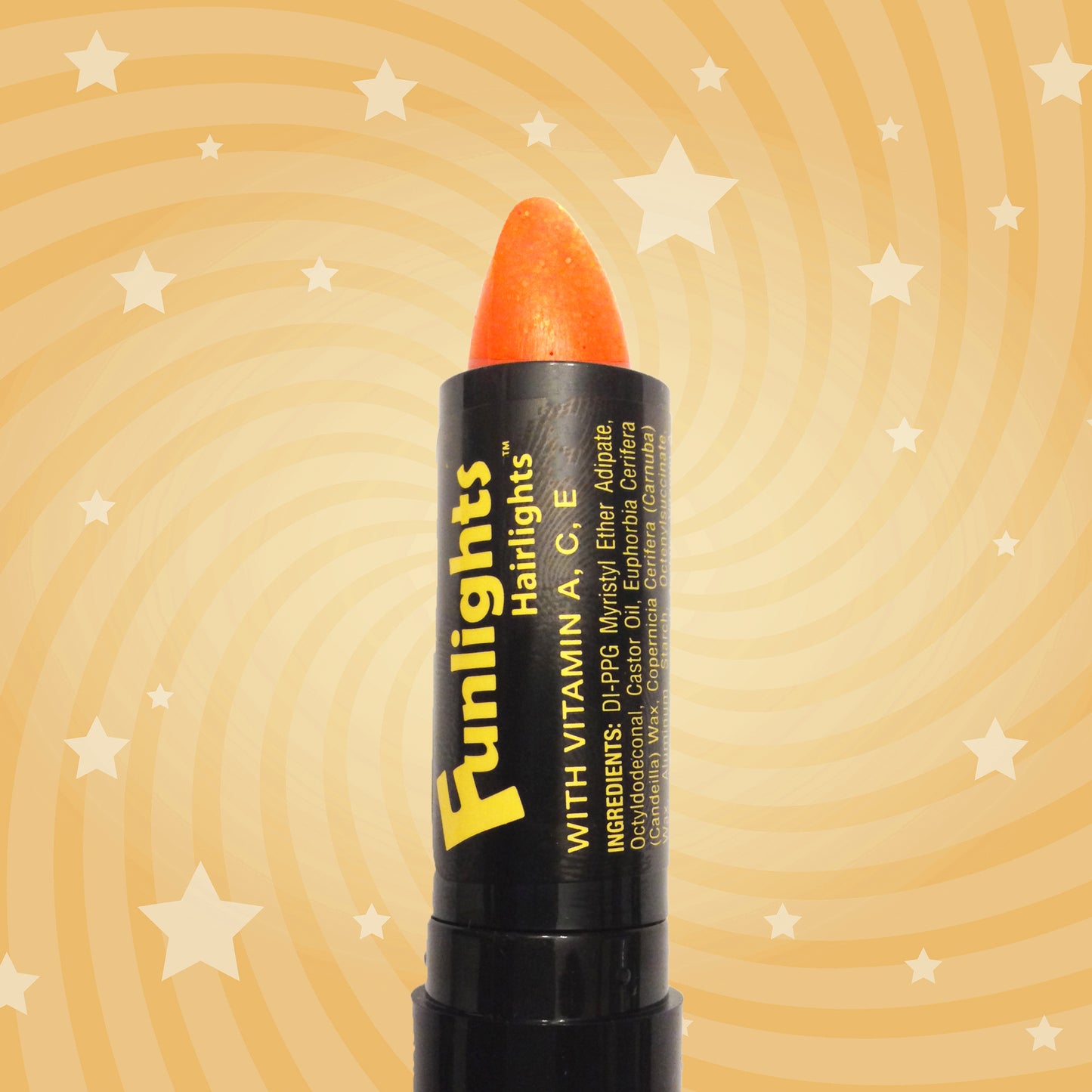 Orange Sparkle Funlights® Hairlights™ Color Stick with Gold Sparkle