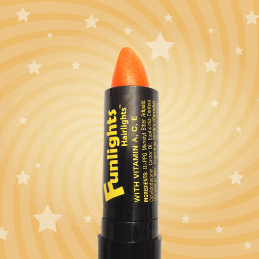 Orange Sparkle Funlights® Hairlights™ Color Stick with Gold Sparkle