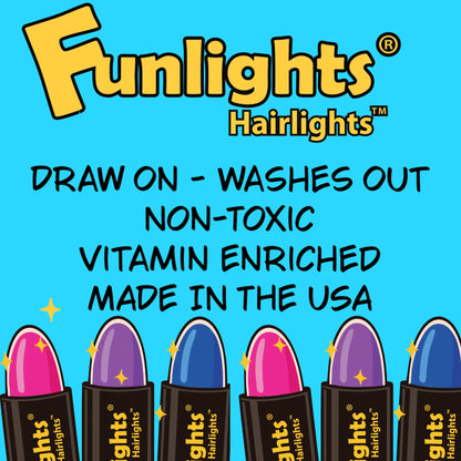 Funlights® Hairlights™ Mini-Pack: Pink, Blue & Purple Color Sticks w/ Gold Sparkle